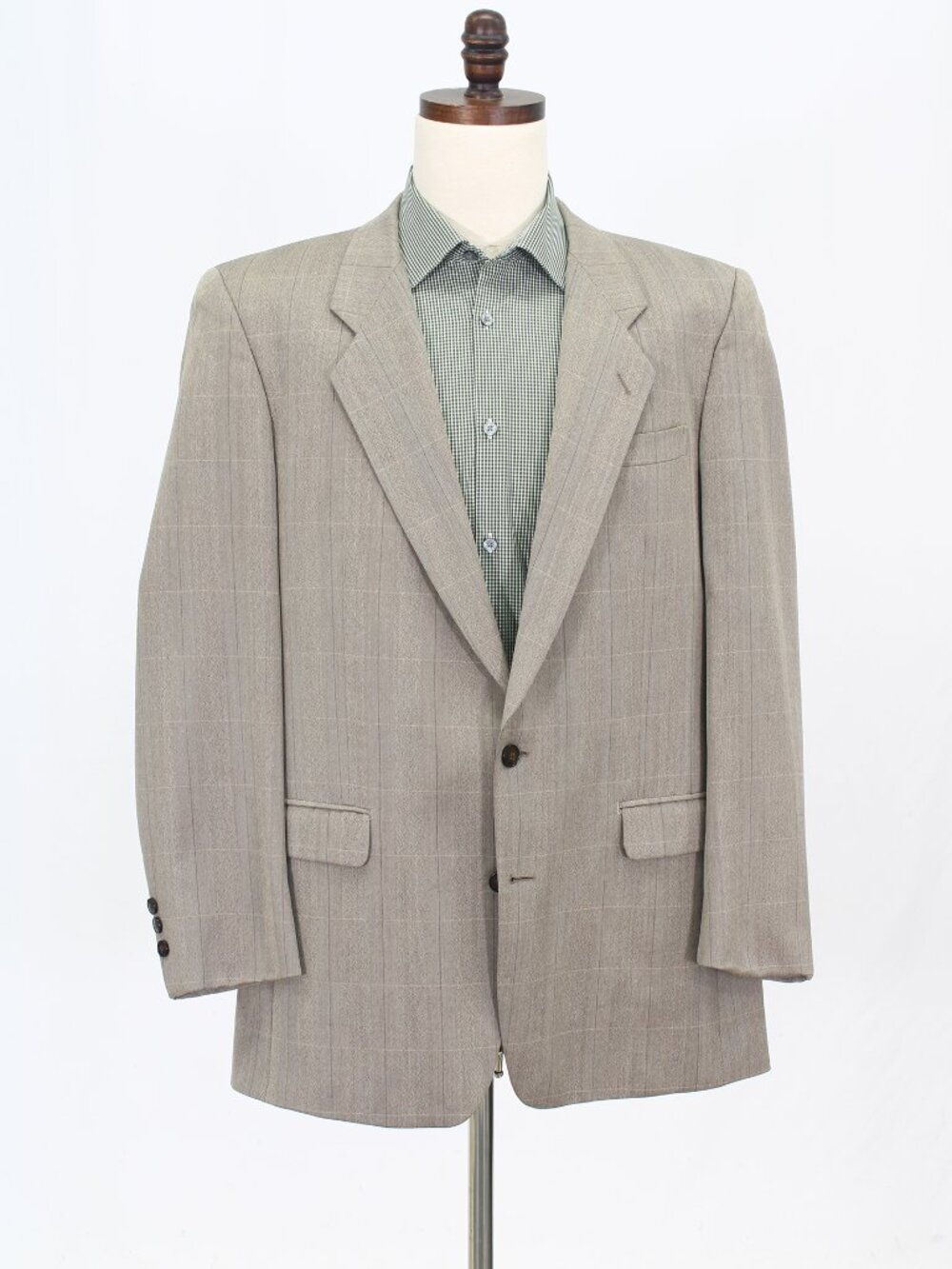 Vintage 1990s 44L Brown Blazer Sport Coat Jacket 2-Button Check M598